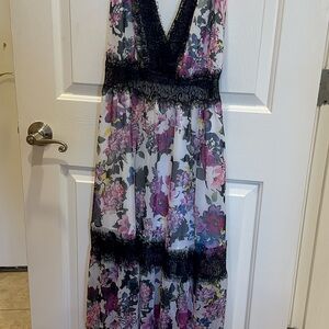 Bebe Black Lace Trim Dress